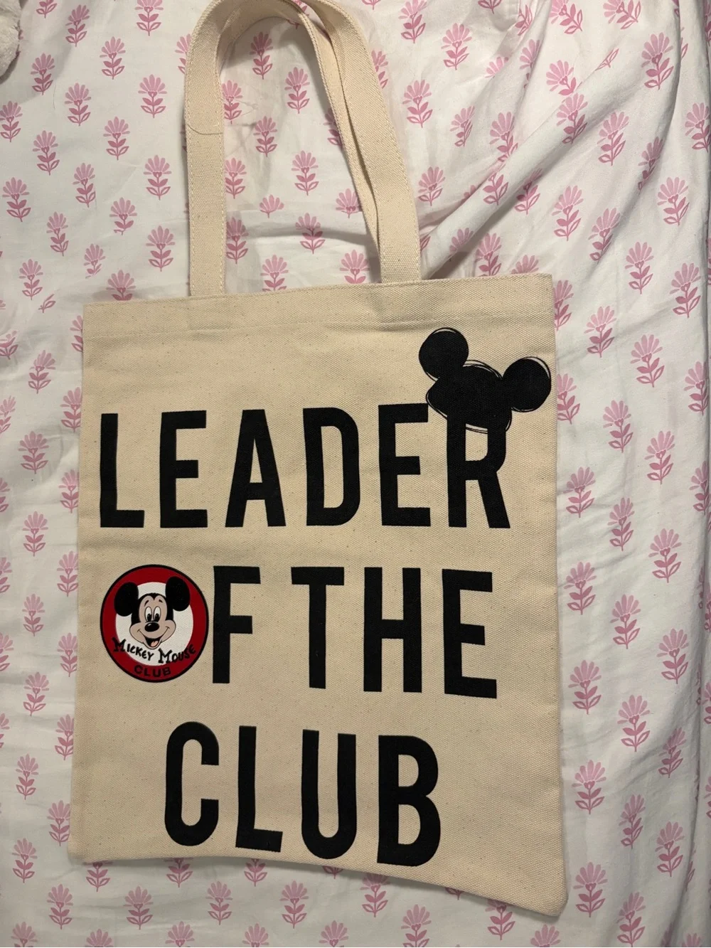Mickey Mouse Club Canvas Tote Bag - Cream & Black